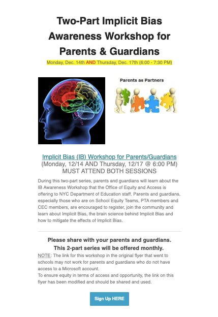 Implicit Bias Workshop for Parents / Guardians