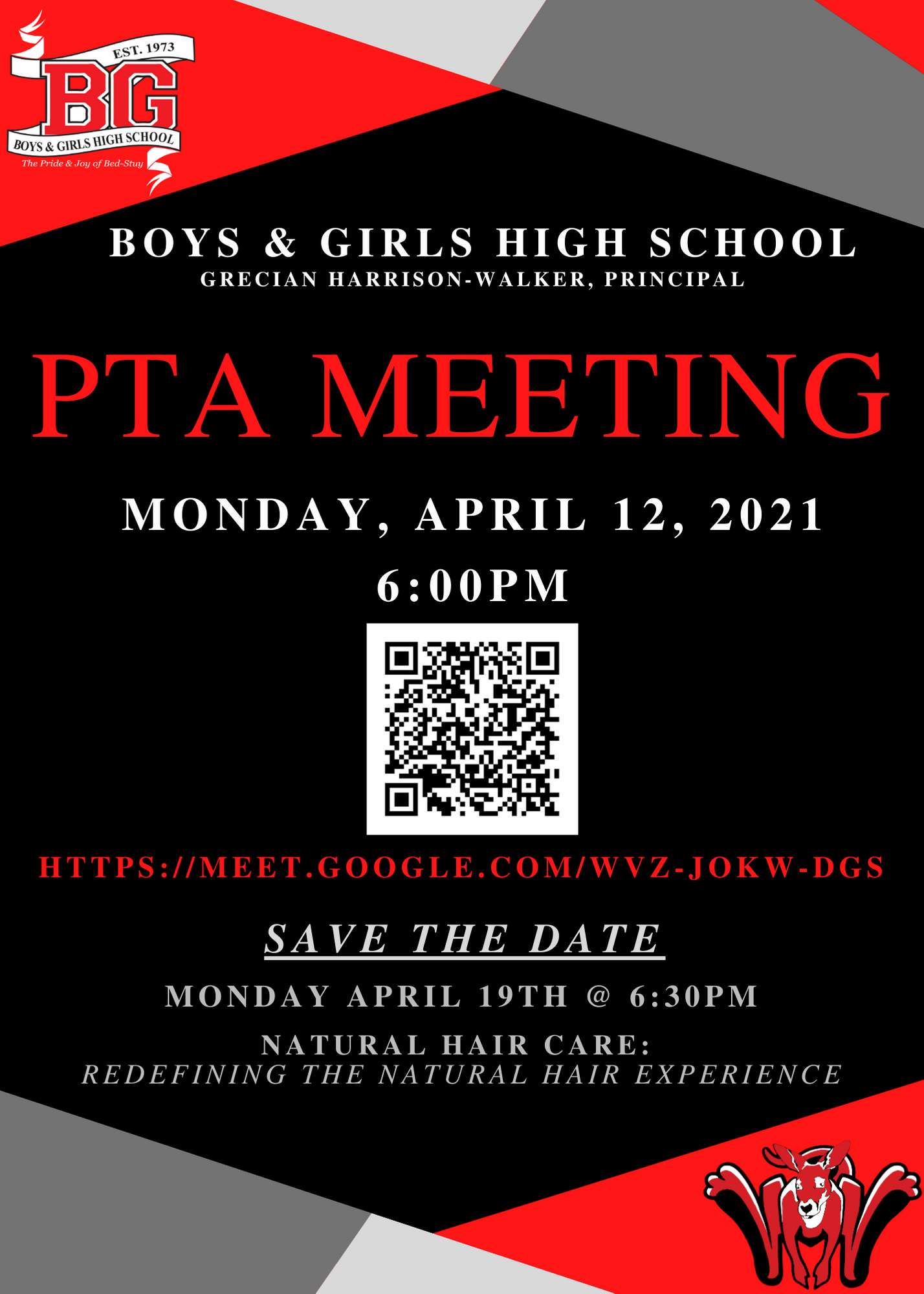 BGHS PTA Meeting April 12 2021 at 6:00 PM