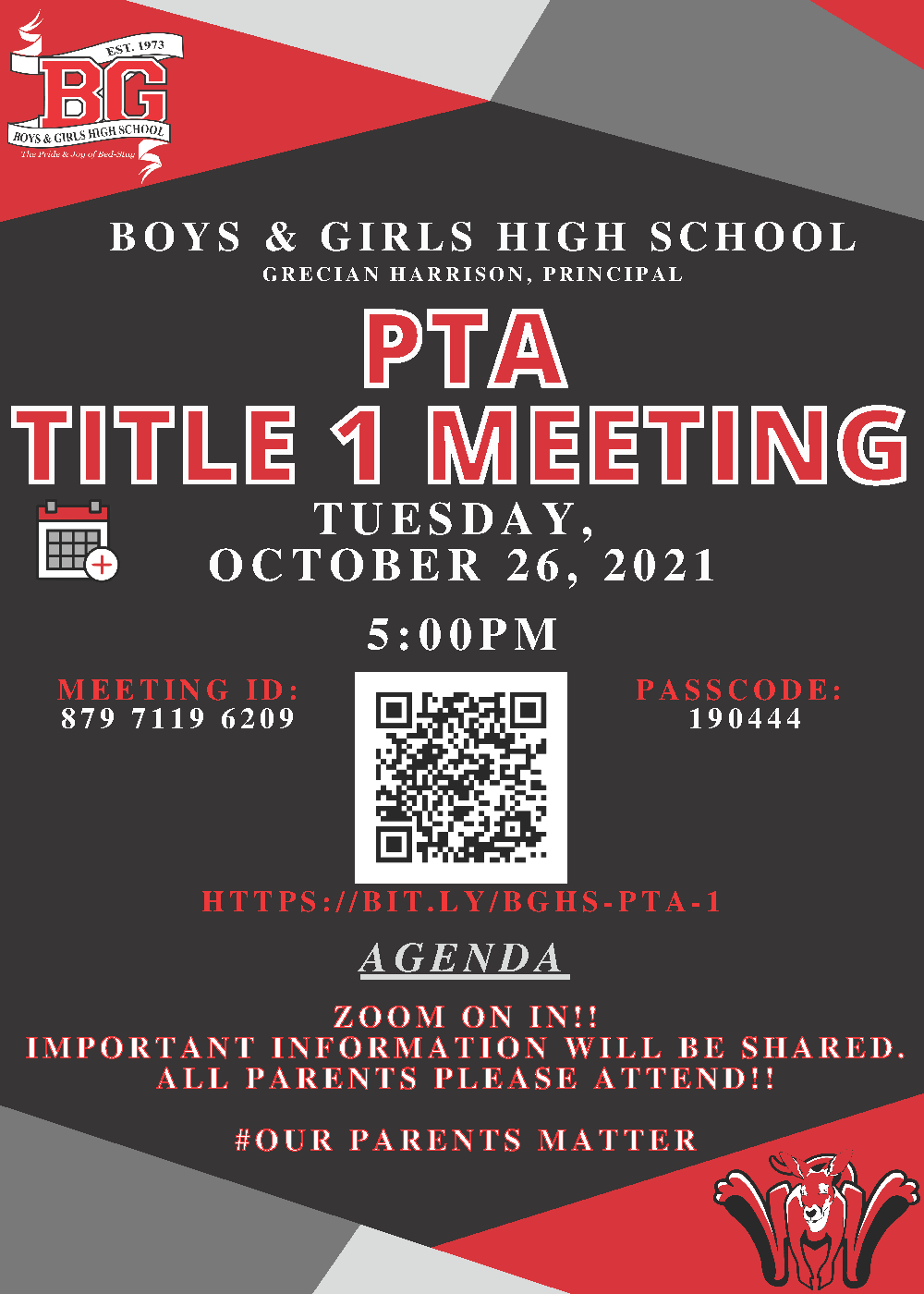 BGHS Title 1 Parent Meeting -  Oct 26 2021 - 5:00 PM